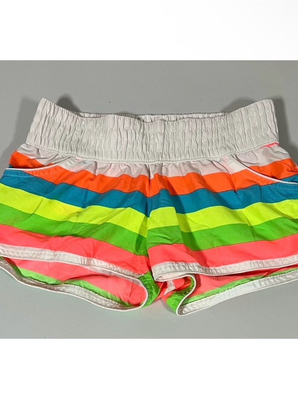 White Neon Striped Shorts Bottoms Size S 🏝️✨ #shorts #y2k #beach #summer #neon